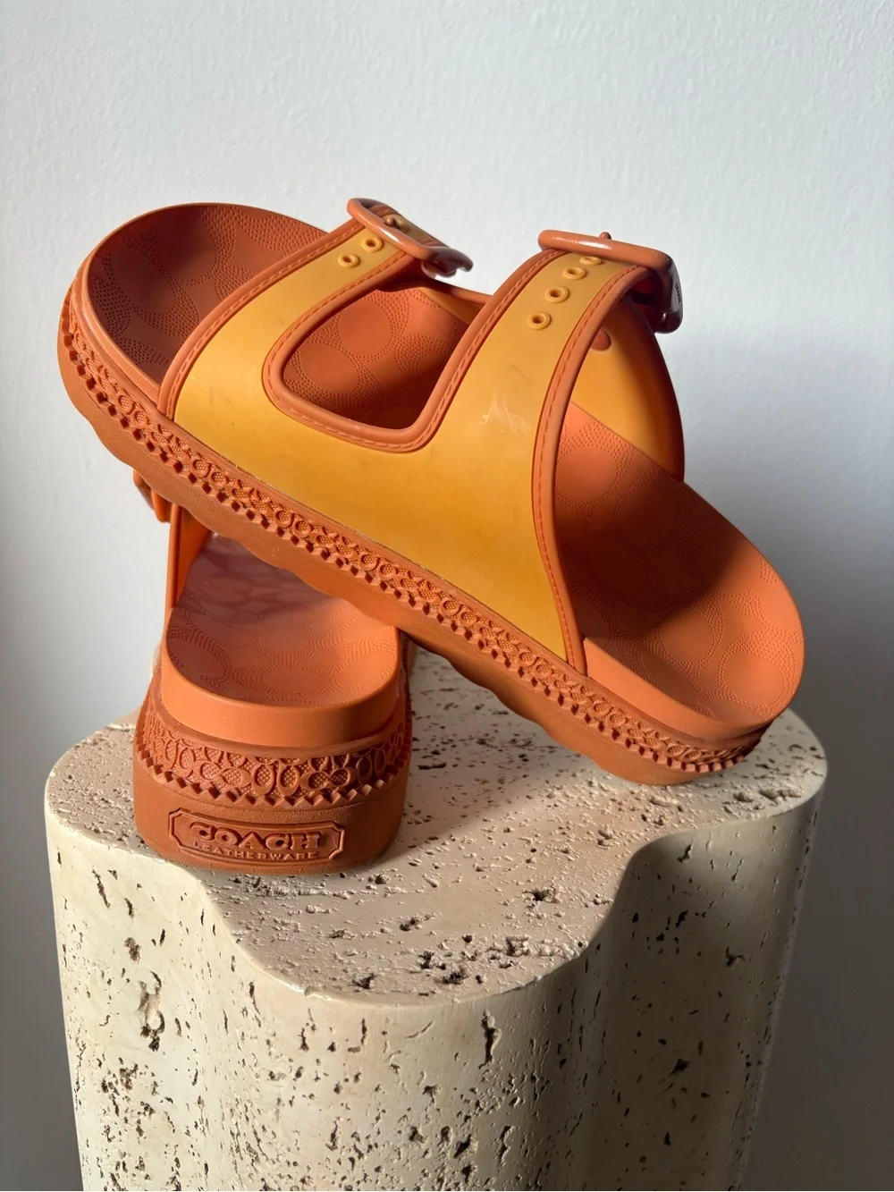 Coach- Orange Lucy Rubber Platform Sandals